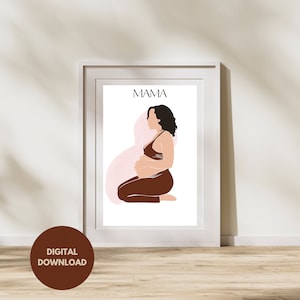 MAMA PREGNANCY WOC Brown Hair, Tanned | Mom, mommy, mama, mother, pregnancy, baby | Digital Download