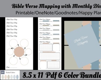 Bible Verse Mapping|  Bible Verse Mapping |Goodnotes| Onenotes| Happy Planner|Printable Bible Verse Mapping |Bible Study Guide