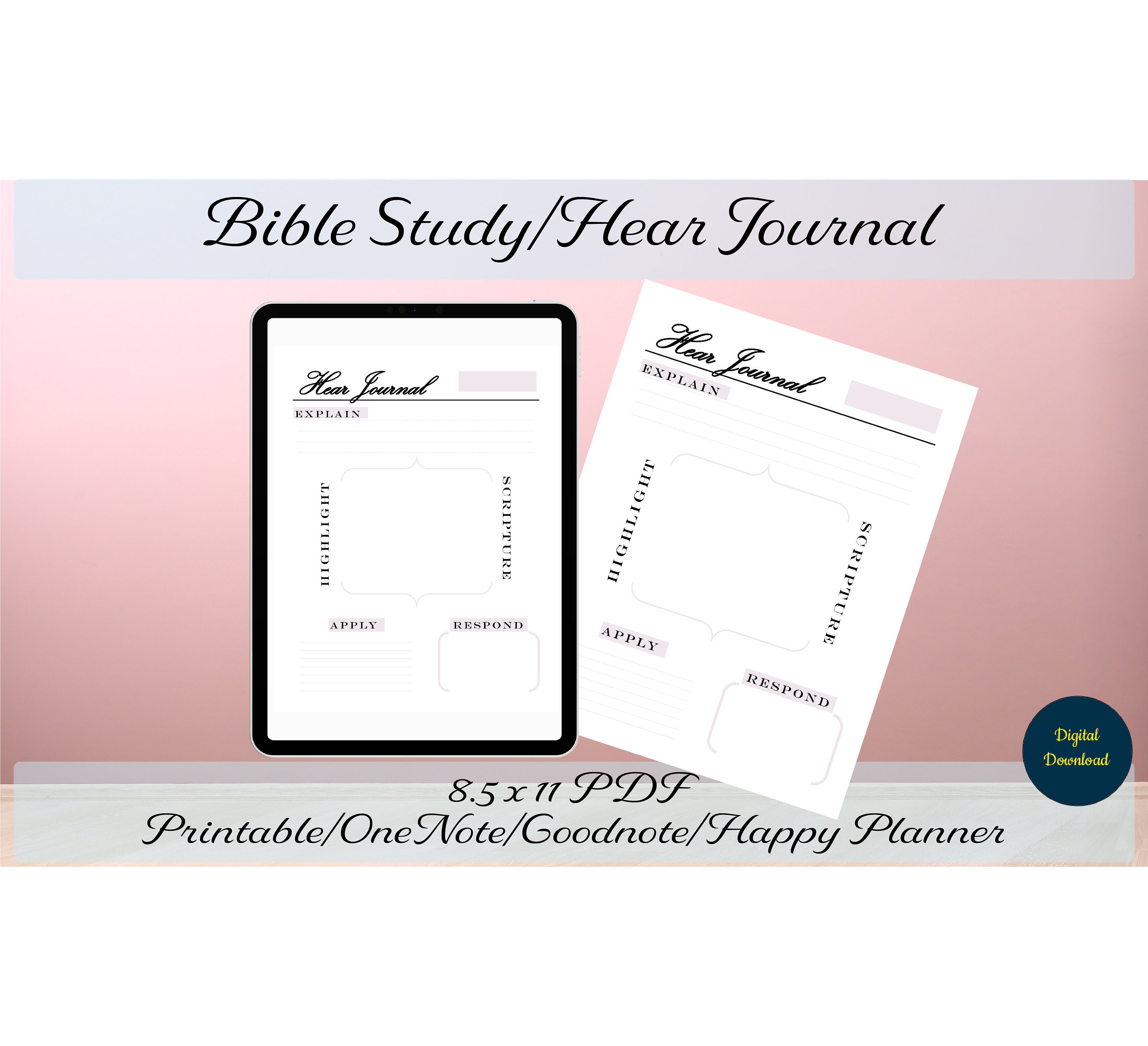 Bible Study Notes hear Journal Templates Digital Bible Study Guide Bible Study Notes hear Journal Templates Digital Bible Study Guide