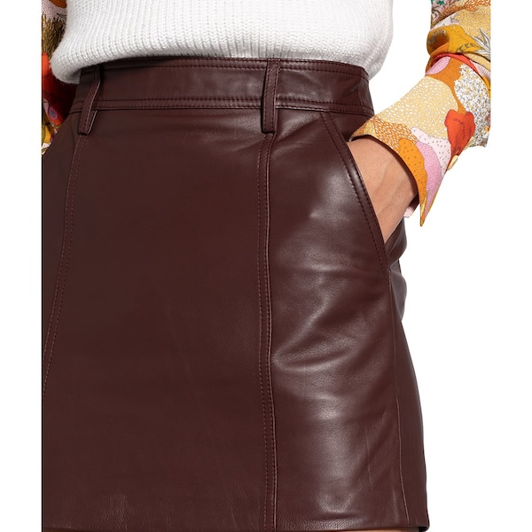 Brown Leather Skirt Etsy