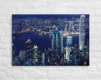 Skyline New York City Night city Cityscape Wall print, Night city modern wall art New York City Print on Canvas Night cityscape