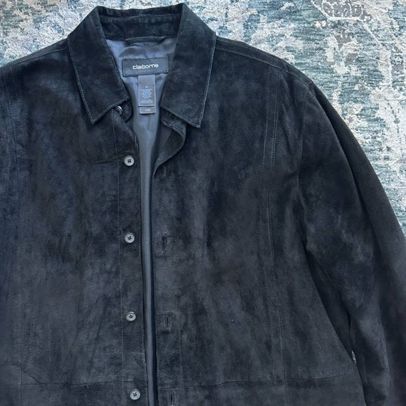 Vintage Suede Leather Jacket, Black Genuine Leath… - image 7