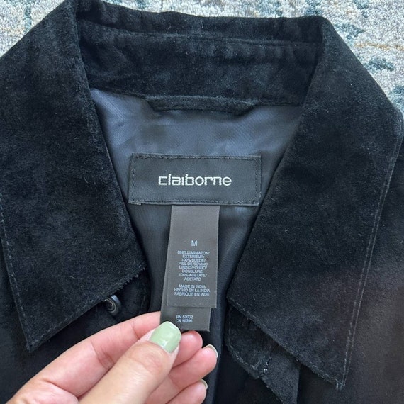 Vintage Suede Leather Jacket, Black Genuine Leath… - image 8
