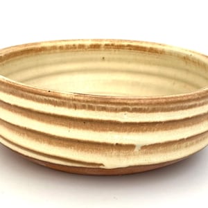 STONEWARE DOG BOWL #33 Handmade ceramic bowl for dogs or other pets or serving dishes and other uses - wheel thrown - yellow - one of a kind