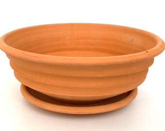 CERAMIC FLOWER POT #2 terracotta clay planter with saucer unglazed porous for healthy houseplants