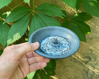 POTTERY  INCENSE BURNER #14 stoneware clay dish for stick incense and ring holder - inexpensive gifts - for burning incense - one of a kind