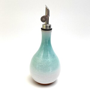 STONEWARE CLAY DISPENSER #2 ceramic cruet with non-drip pouring spout - pottery bottle for oil, dressing, vinegar, juice, syrup, soap, etc