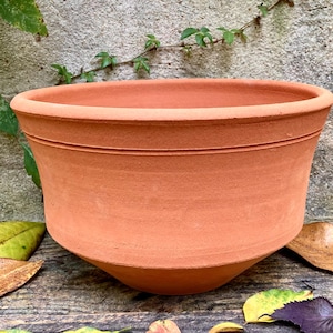 LARGE TERRACOTTA PLANTER #98. Handmade ceramic flowerpot. Porous clay for healthy plants.