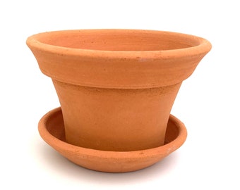 TERRACOTTA FLOWER POT #71 unique ceramic pot for plants with saucer