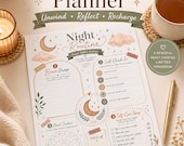 Night Routine Planner Printable, Boho Daily Planner Page, Self Care Checklist, Mood Tracker, Brain Dump Sheet, Evening Routine PDF
