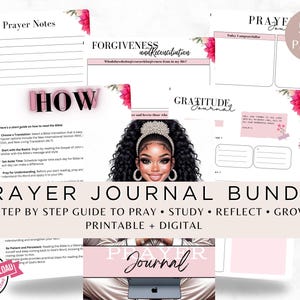 Gebetsjournal druckbares Bundle, Bibelstudienplaner, Dankbarkeitsseiten für christliche Hingabe, SOAP, Methode Scripture Tracker, sofortiges PDF