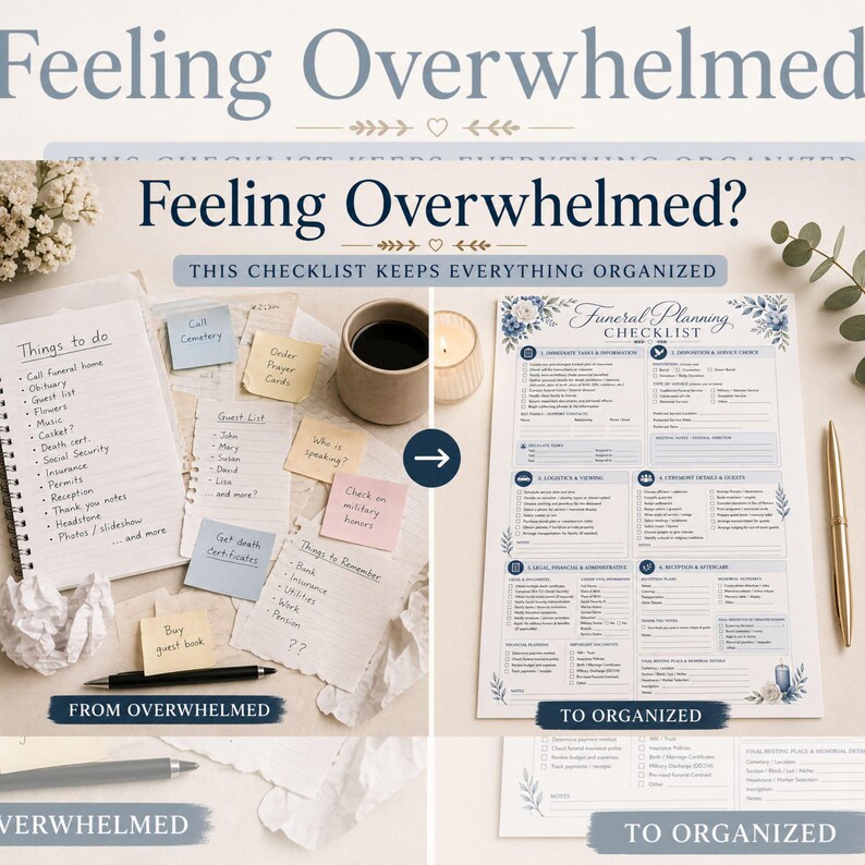 Funeral Planning Checklist Printable End of Life Planner Funeral ...