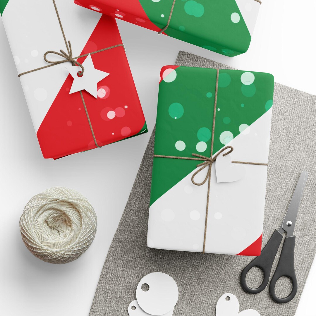 Diagonal Candy Cane Stripe Wrapping Paper Christmas Red Green White