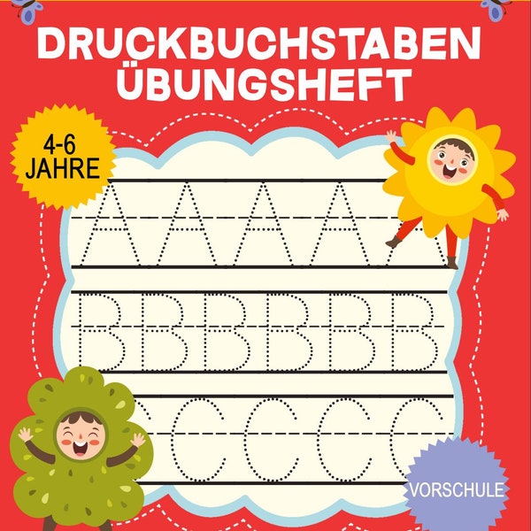 Learning block letters children's exercise book | Block Letters Learning to Read Workbook Digital Printable | Elementary school preschool workbook