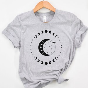 celestial moon shirt, celestial shirt, moon celestial shirt, witch shirt, witch moon shirt, moon phase shirt, moon shirt, witchy shirt. image 7