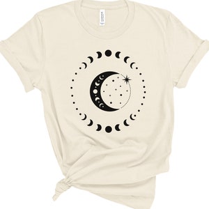 celestial moon shirt, celestial shirt, moon celestial shirt, witch shirt, witch moon shirt, moon phase shirt, moon shirt, witchy shirt. image 5