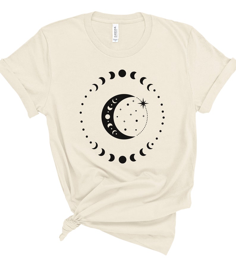 celestial moon shirt, celestial shirt, moon celestial shirt, witch shirt, witch moon shirt, moon phase shirt, moon shirt, witchy shirt. image 5