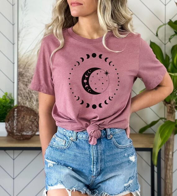 celestial moon shirt, celestial shirt, moon celestial shirt, witch shirt, witch moon shirt, moon phase shirt, moon shirt, witchy shirt.