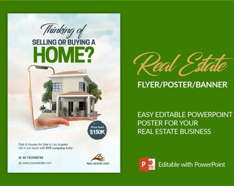 Verkauf oder Kauf eines Hauses Power Power Power Point-Vorlage, sofortiger Download in den Größen A4, A3 und A2 verfügbar