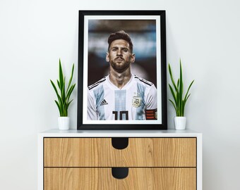 World Cup Fussball Icon Argentinien, Lionel Messi Sofort Download Poster, A3, A2, A1, ungerahmt