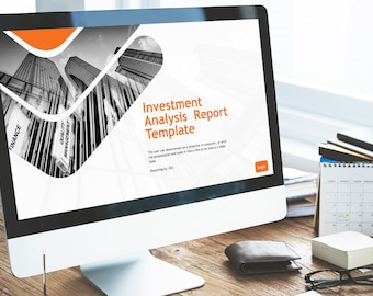 Business Powergold Vorlage _Orange und Blau benutzerdefinierte Farbe. Sofortiger digitaler Download