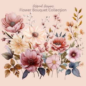 Watercolor Floral Clipart - Neutral Floral Clipart - Floral Clipart - Premade Clipart - Watercolor Clipart -Wedding Clipart - Premade Bouquets