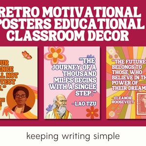 Retro motiverende posters Educatief klaslokaaldecoratie Digitale download