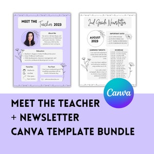 Meet the Teacher Canva Templates Editable + Classroom Newsletter Editable Canva Teacher Template  ·  Back to School Canva Template Bundle