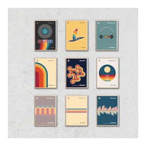 9 A1 & 24x30in Retro 60er 70er 80er Musik Genre Posters | Prog Rock Synth Pop House | Sofortiger digitaler Download | Print at Home | Wandkunst Deko