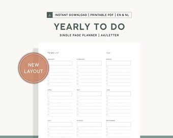 Yearly To-Do List Printable Yearly Checklist Minimal Productivity Planner Yearly To Do Template Yearly Task Planner