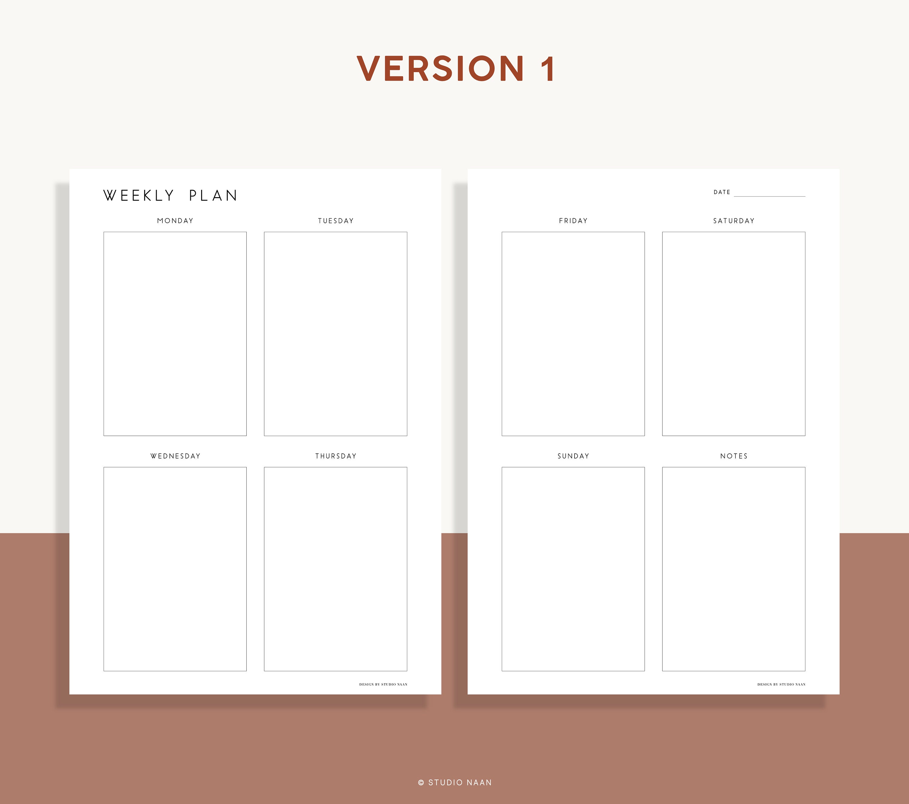 Simple weekly planner printable weekly schedule note planner etsy