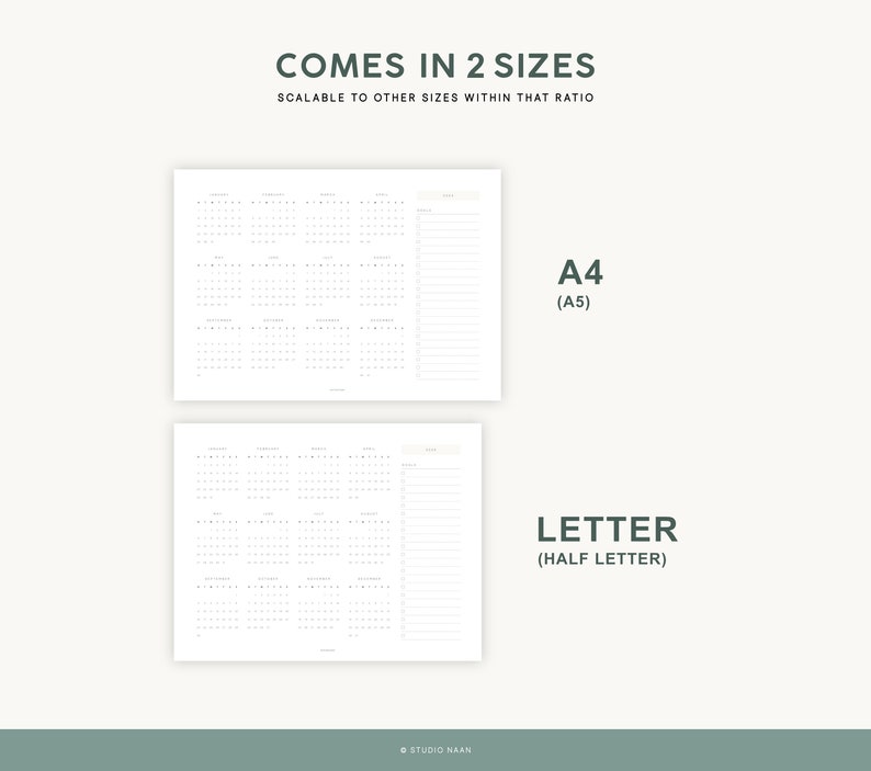 Year Calendar 2024 Printable Yearly Goal Planner Wall Calendar 2024