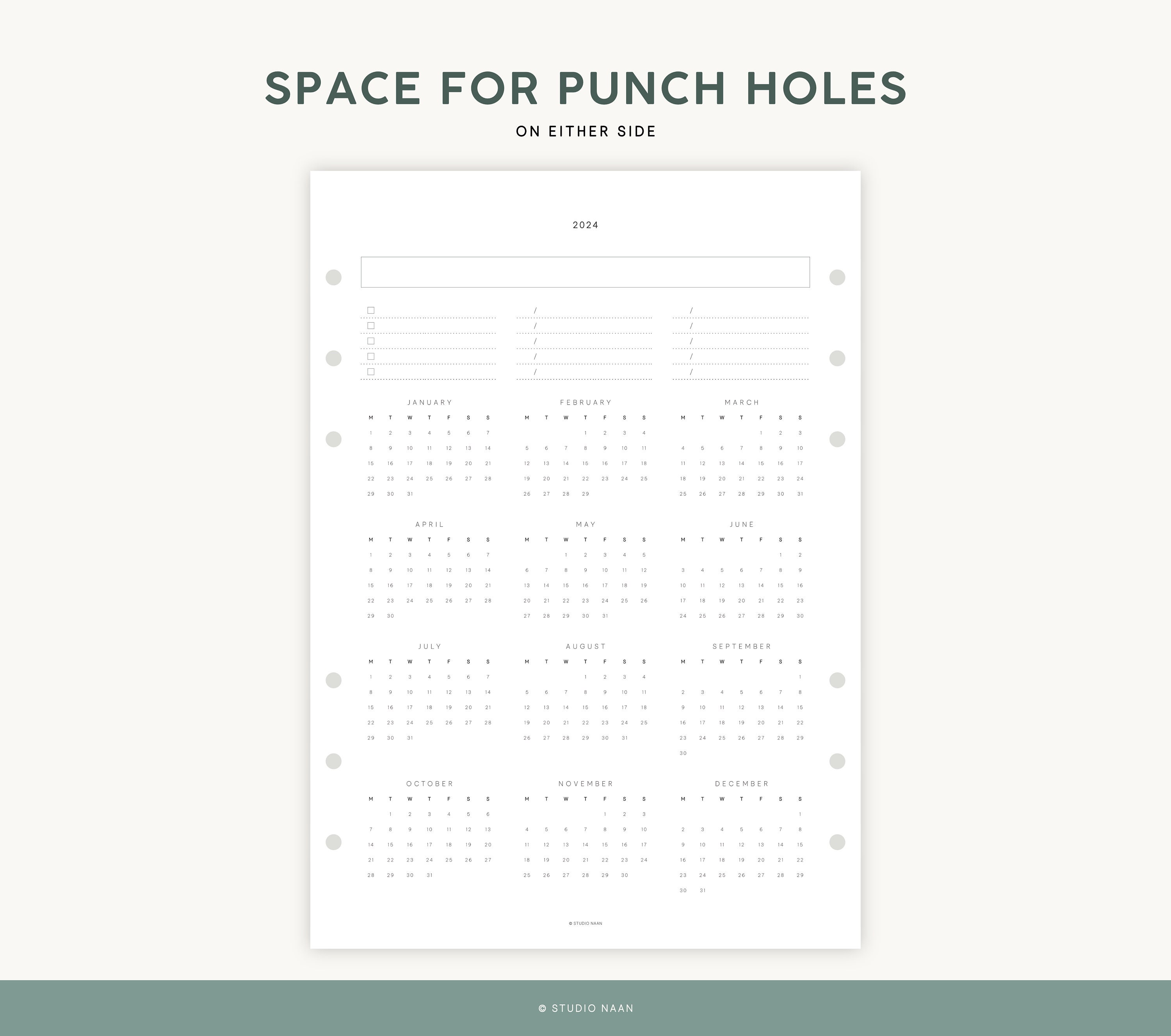 Yearly calendar 2024 printable yearly goal planner template etsy