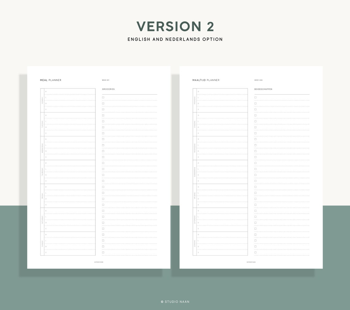 Weekly Meal Planners Printable Meal Schedule Downloadable Grocery List Weekly Meal Template PDF ...