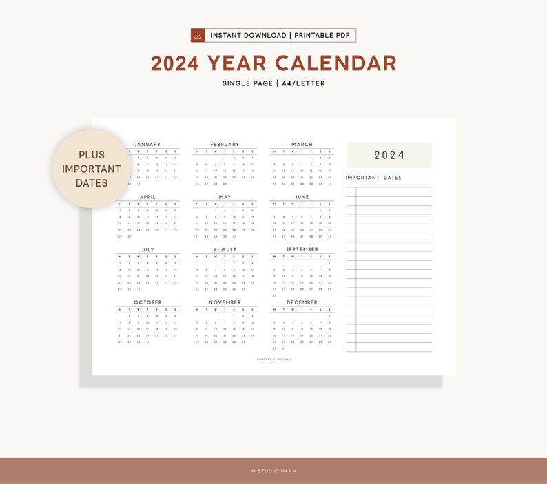 Printable Year Calendar 2024 Template - Il 794xN.5093533253 T0ee