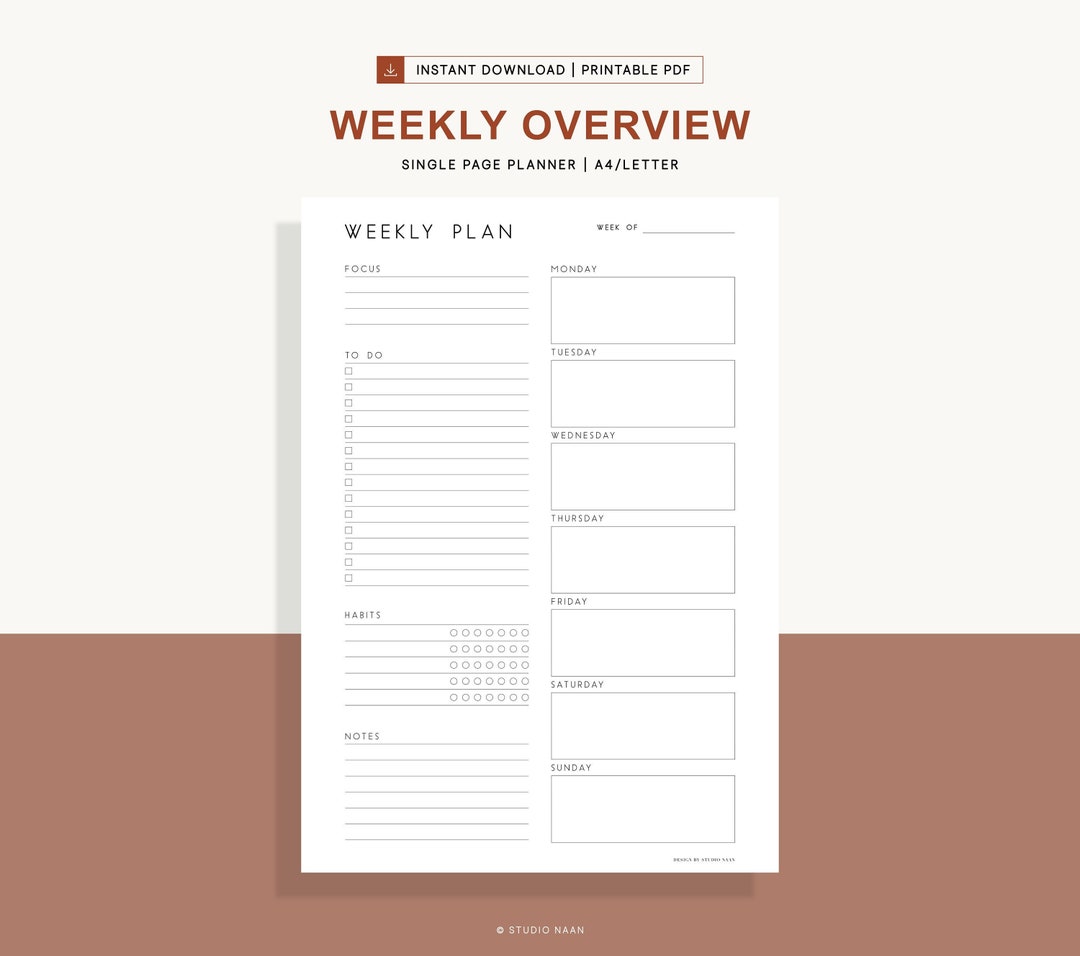 Weekly Planner Overview Printable Weekly Planner Template Weekly ...