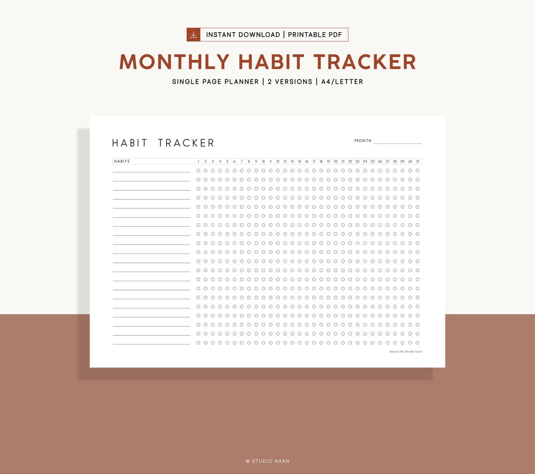 Monthly Habit Tracker Landcape Planner Monthly Habit Tracker Template ...