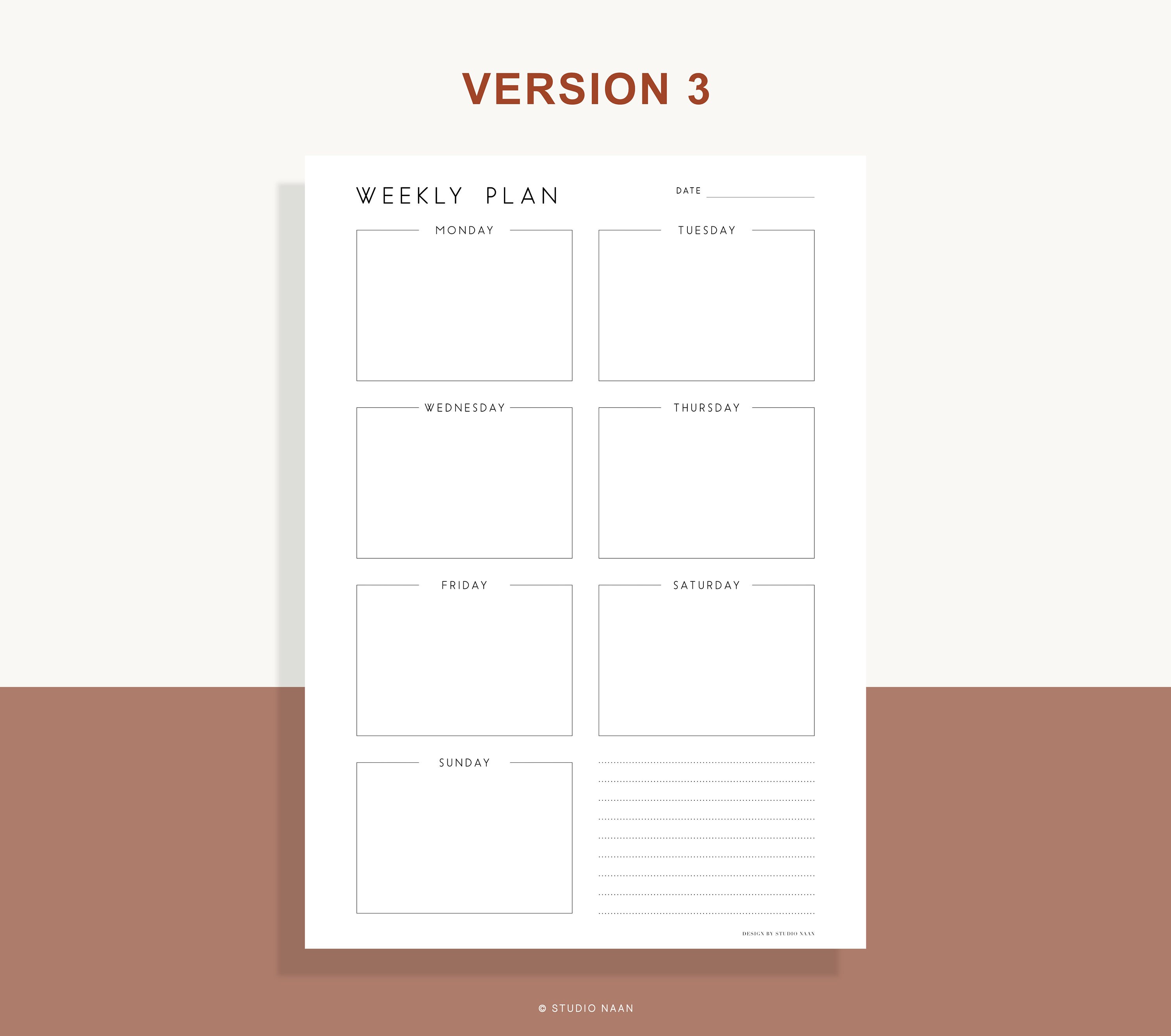 Daily/weekly Notes Simple Weekly Planner Printable Weekly Schedule Note Planner - Etsy
