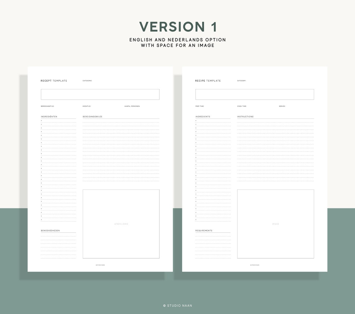Printable Recipe Page Recipe Template Downloadable Cooking Manual Long ...