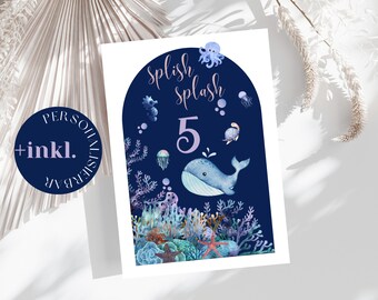 Birthday invitation | Ocean | boy | Girl | Underwater world