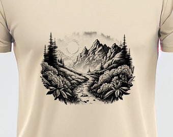 Hiking T-Shirt - Original Hiking Mountains, Wanderlust, Camping, Trail Shirt - Outdoor Hiking Tees