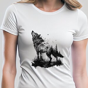 Wolf Howling in the Mountains - Forest, Adventure, Hiking Shirt with Original Wolf Design