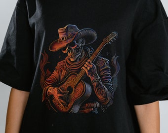 Country Music T-Shirt - Skeleton Playing Guitar - Outlaw Country Music