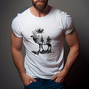 Cool Elk in the Mountains T-Shirt - Outdoors Shirts
