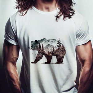 Bear in the Mountains Hiking Camping T-Shirt - Cool Outdoor Shirts