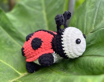 Ladybug Crochet Pattern, Spring Crochet Pattern, Cute Chunky Amigurumi, Small Beginner Crochet Projects Chenille Yarn, Easy Crochet Gift
