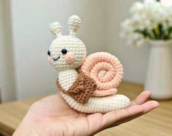 Snail Mail Crochet Pattern, Crochet Snail Pattern, Cute Amigurumi Snail, Spring Small Beginner Crochet Projects, Easy Tiny Crochet Plush