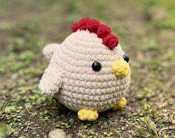Chubby Hen Crochet Pattern, Easter Crochet Pattern, Amigurumi Chicken PDF, Cute DIY Fat Bird, Chunky Beginner Crochet Projects Chenille Yarn