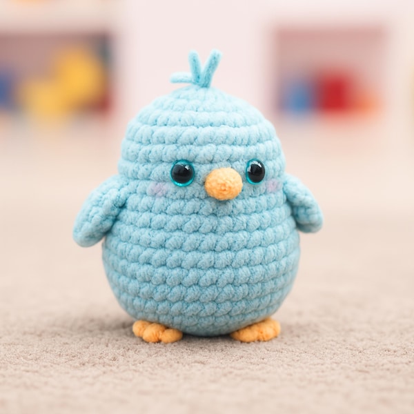 Padrão de crochê para pássaros gordinhos, Padrão de crochê para Páscoa, Pássaro amigurumi em PDF, Pássaro gordo fofo faça você mesmo, Projetos de crochê robustos para iniciantes com fio chenille