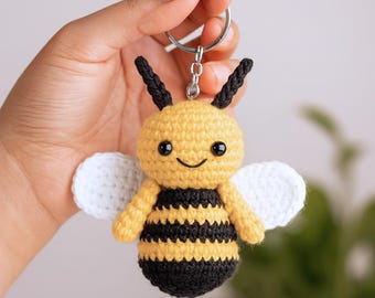 Baby Bumblebee Crochet Pattern, Crochet Keychain Pattern, Amigurumi Bee Pattern, Cute Car Hanger Charm, Beginner Crochet Projects Tiny Small